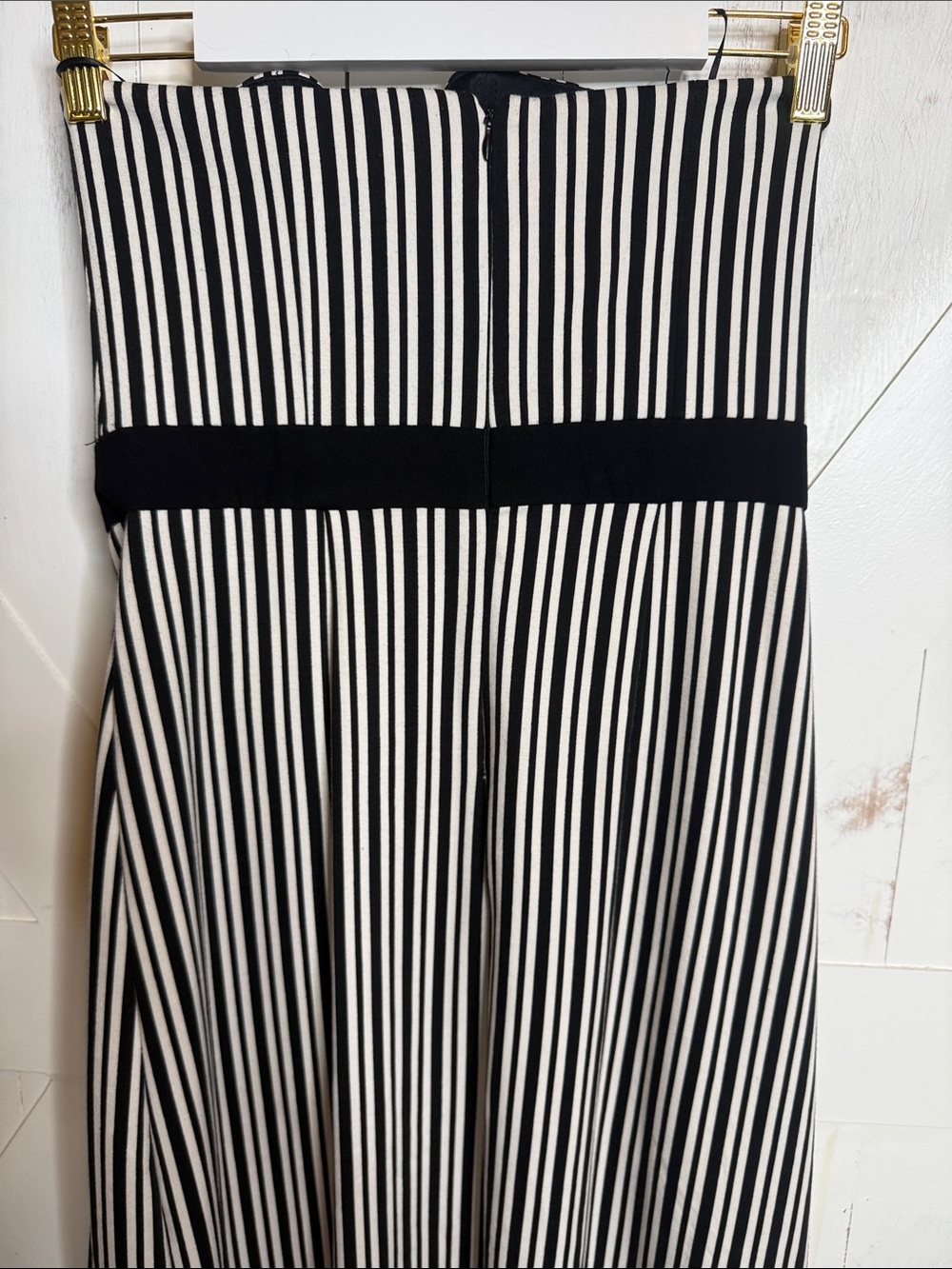 Halston Heritage Black and White Strapless Striped Maxi Dress - Picture 10 of 15